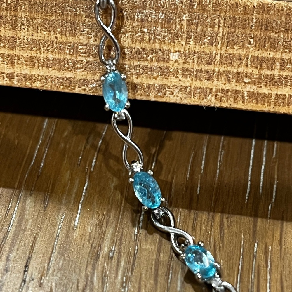Sky Blue Topaz 8 Inch 925 Silver Women's Tennis Bracelet